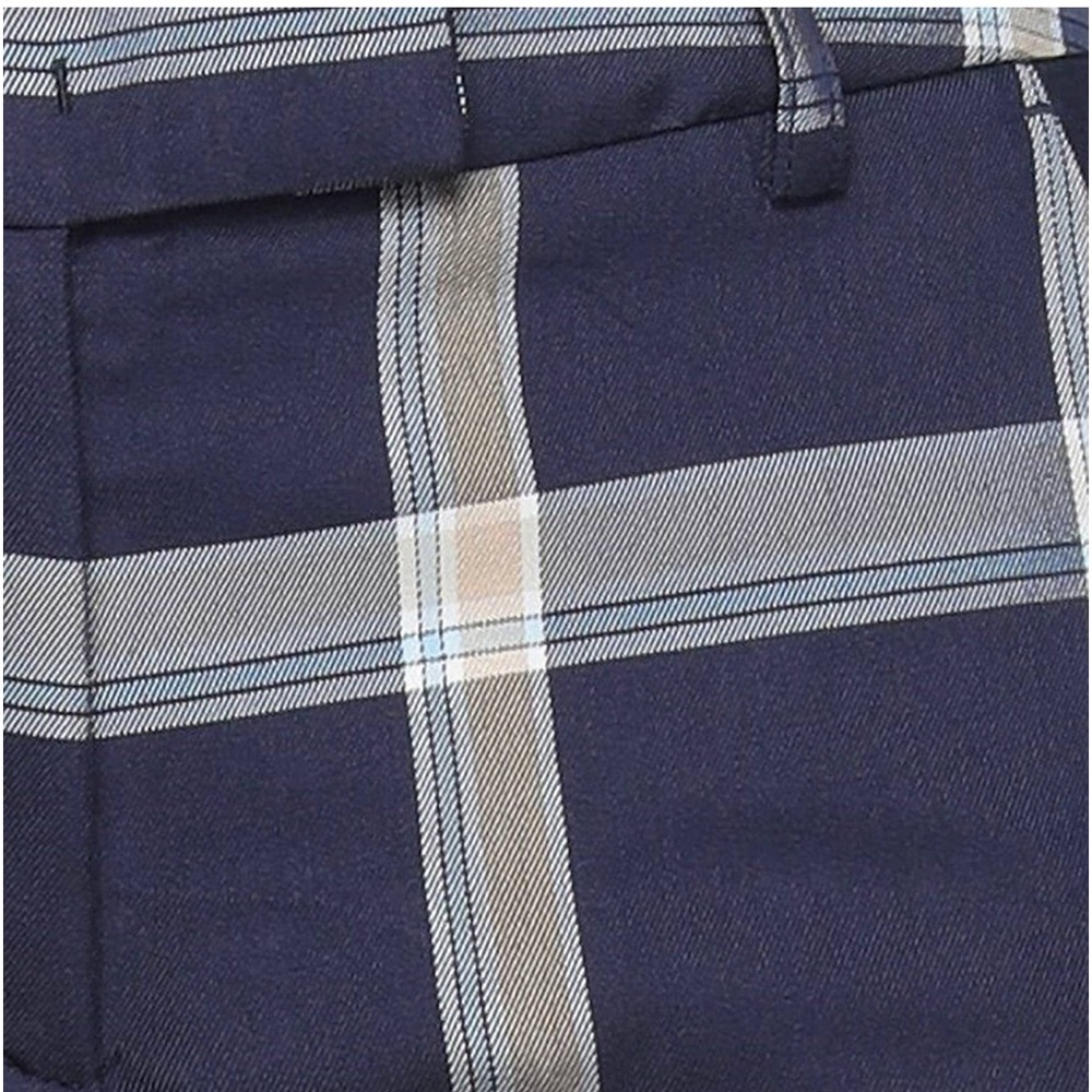 ⭐️ SKILLS & GENES ⭐️LUXURY TARTAN PLAID MIDNIGHT BLUE STRAIGHT LEG PANTS SIZE: 2 - Picture 4 of 4